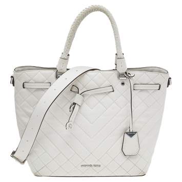 Pre Owned Michael Kors White Quilted Leather Medium Blakely Tote
