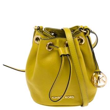 Pre Owned Michael Kors Apple Green Leather Jules Bucket Bag