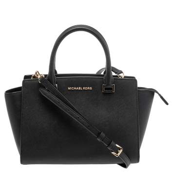 Pre Owned Michael Kors Black Leather Selma Satchel