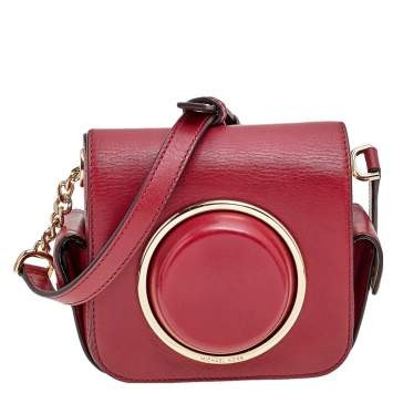 Pre Owned Michael Michael Kors Red Leather Scout Camera Crossbody Bag