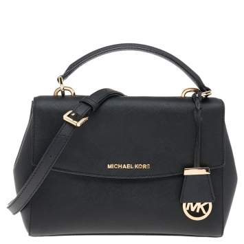 Pre Owned Michael Kors Black Leather Small Ava Top Handle Bag