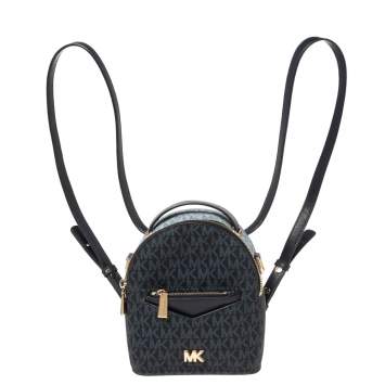 Pre Owned Michael Kors Blue Signature Coated Canvas and Leather Jessa Small Convertible Backpack