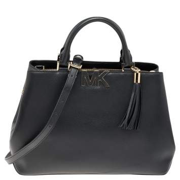 Pre Owned Michael Kors Black Leather Florence Satchel