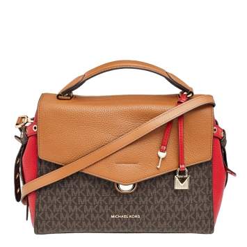 Pre Owned Michael Kors Multicolor Coated Canvas And Leather Bristol Medium Top Handle Bag
