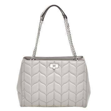 Pre Owned Michael Kors Grey Quilted Leather Peyton Large Convertible Tote