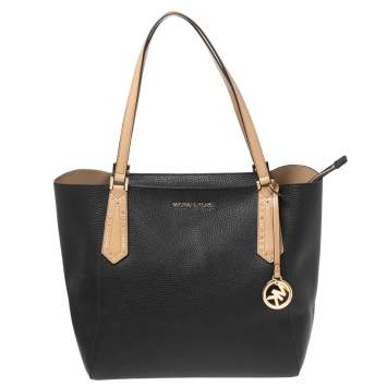 Pre Owned Michael Kors Black Leather Kimberly Bonded Tote