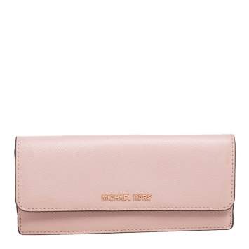 Pre Owned Michael Kors Dusty Pink Saffiano Leather Jet Set Travel Flat Wallet