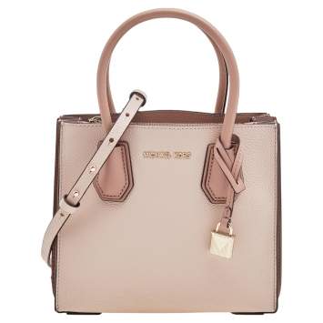 Pre Owned Michael Kors Pink Leather Mini Mercer Tote