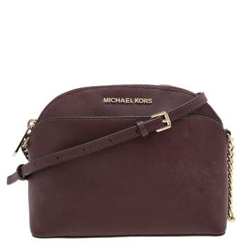 Pre Owned Michael Kors Burgundy Leather Emmy Crossbody Bag