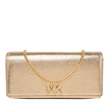 Pre Owned Michael Kors Metallic Gold Leather Mott Chain Clutch
