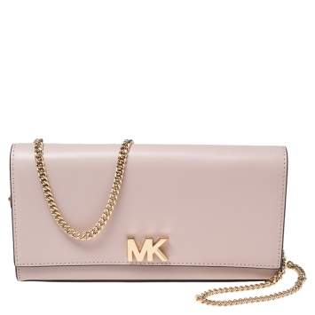 Pre Owned Michael Kors Blush Pink Leather Mott Chain Clutch