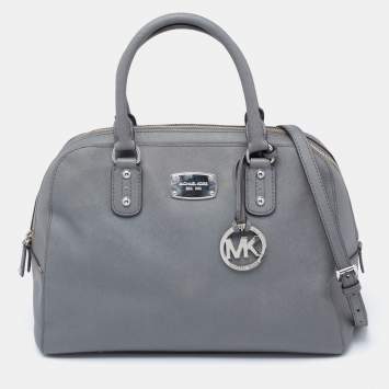 Pre Owned MICHAEL Michael Kors Grey Leather Dome Satchel