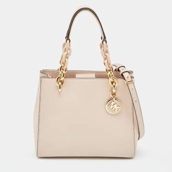 Pre Owned Michael Kors Pink Leather Small Cynthia Tote