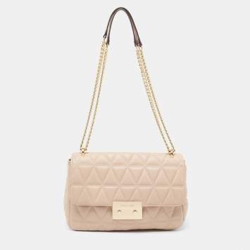 Pre Owned Michael Kors Beige Quilted Leather Large Sloan Shoulder Bag