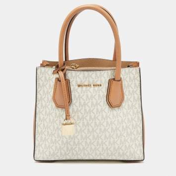 mk purse white and brown