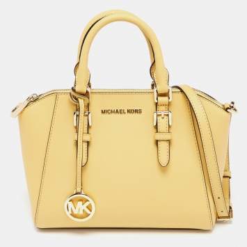 Pre Owned Michael Kors Butter Yellow Safiano Leather Medium Ciara Satchel