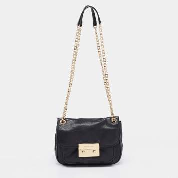 Pre Owned Michael Kors Black Leather Sloan Crossbody Bag