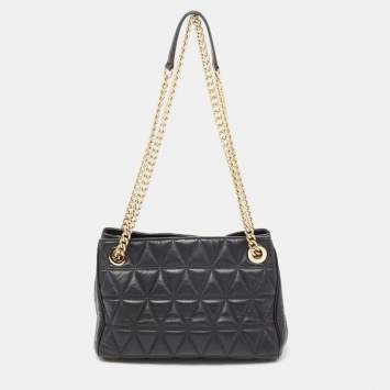 Pre Owned Michael Kors Black Quilted Leather Sloan Shoulder Bag