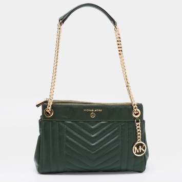 Pre Owned Michael Kors Green Quilted Leather Susan Shoulder Bag