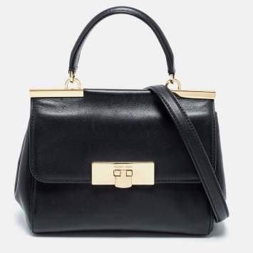 Pre Owned Michael Kors Black Leather Small Marlow Top Handle Bag