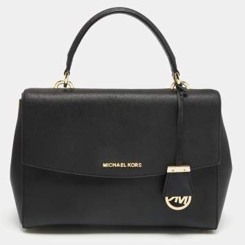 Pre Owned Michael Kors Black Leather Small Ava Top Handle Bag