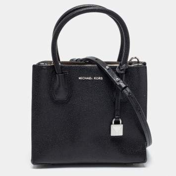 Pre Owned Michael Kors Black Leather Mini Mercer Satchel
