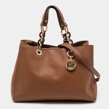 Pre Owned MICHAEL Michael Kors Brown Saffiano Leather Medium Cynthia Tote