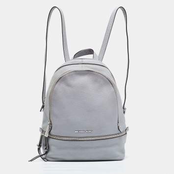 Pre Owned Michael Kors Grey Leather Rhea Medium Backpack