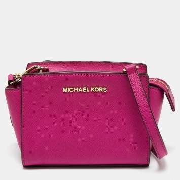 Pre Owned Michael Kors Pink Saffiano Leather Small Selma Crossbody Bag