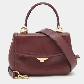 Pre Owned Michael Kors Burgundy Leather Ava Top Handle Bag