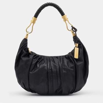 Pre Owned Michael Kors Black Leather Skorpios Hobo