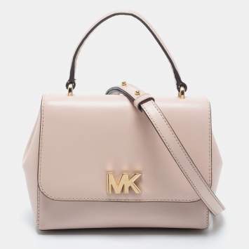 Pre Owned Michael Kors Light Pink Leather Small Mott Top Handle Bag