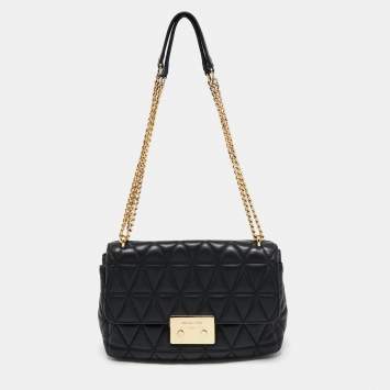 Pre Owned  Michael Kors Black Leather Sloan Shoulder Bag