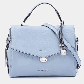 Pre Owned Michael Kors Pale Blue Leather Bristol Medium Top Handle Bag