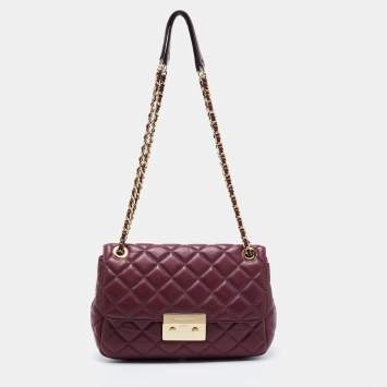 Pre Owned Michael Kors Burgundy Quilted Leather Sloan Shoulder Bag