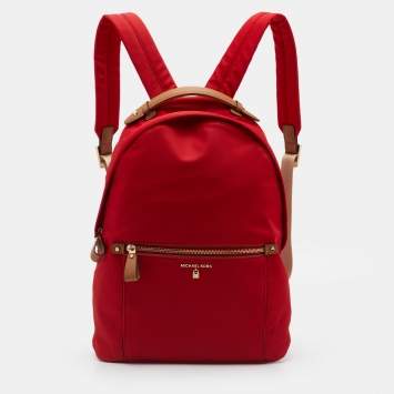 Pre Owned Michael Kors Red Nylon Large Kelsey Backpack