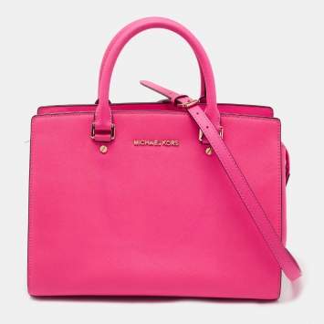 Pre Owned MICHAEL Michael Kors Pink Leather Large Selma Tote