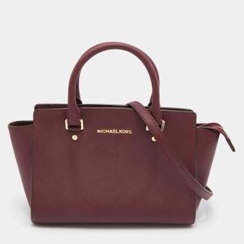 Pre Owned MICHAEL Michael Kors Burgundy Leather Medium Selma Satchel