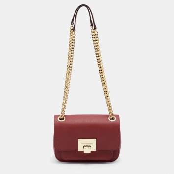 Pre Owned MICHAEL Michael Kors Brick Leather Small Tina Shoulder Bag