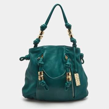 Pre Owned Michael Kors Green Leather Roslyn Hobo