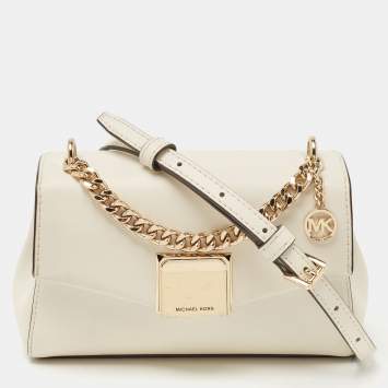 Pre Owned Michael Kors Off White Leather Small Lita Top Handle Bag