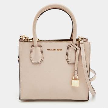 Pre Owned Michael Kors Light Pink Leather Small Mercer Tote