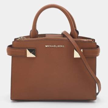 Pre Owned Michael Kors Brown Saffiano Lux Leather Karla Tote