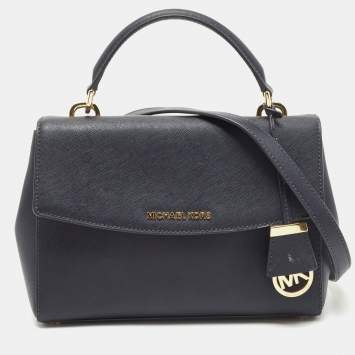 Pre Owned Michael Kors Navy Blue Saffiano Leather Small Ava Top Handle Bag