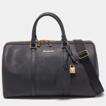 Pre Owned Michael Kors Black Saffiano Leather Large Weekender Bag