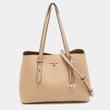 Pre Owned Michael Kors Beige Saffiano Leather Medium Mel Tote