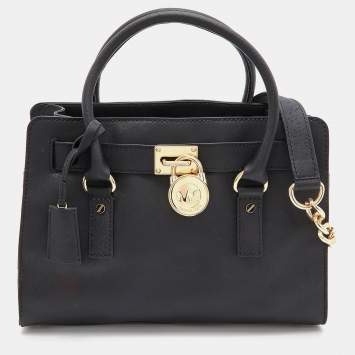 Pre Owned MICHAEL Michael Kors Black Saffiano Leather Hamilton East West Tote