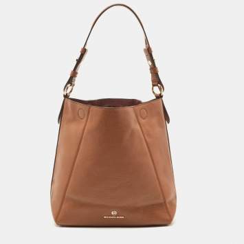 Pre Owned Michael Kors Brown Leather Lucy Hobo 