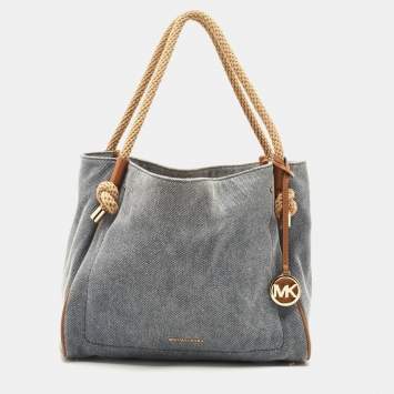 Pre Owned Michael Kors Blue Canvas Isla Tote