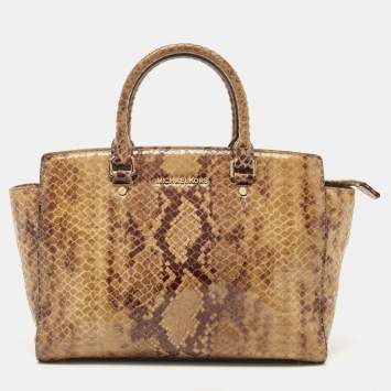 Pre Owned Michael Kors Brown/Black Saffiano Leather Large Selma Satchel